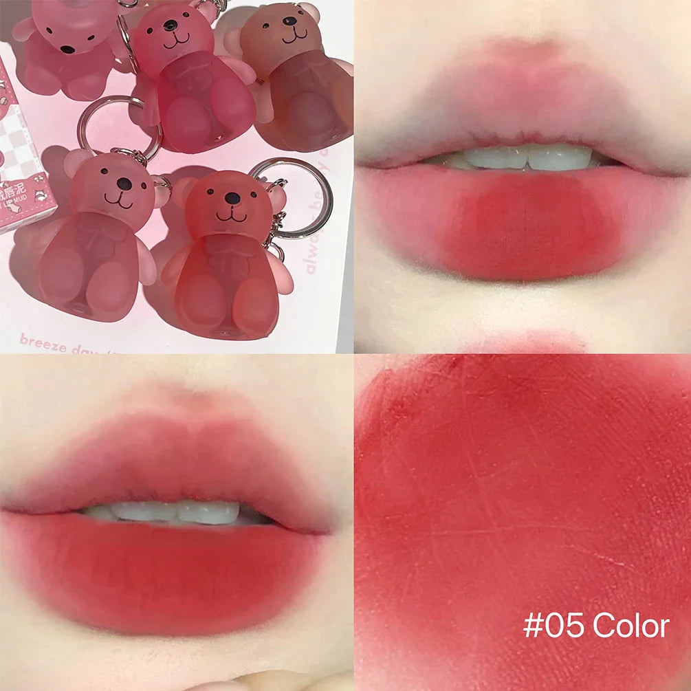 QiBest Bear Velvet Lip Mud – Matte Liquid Lipstick Keychain