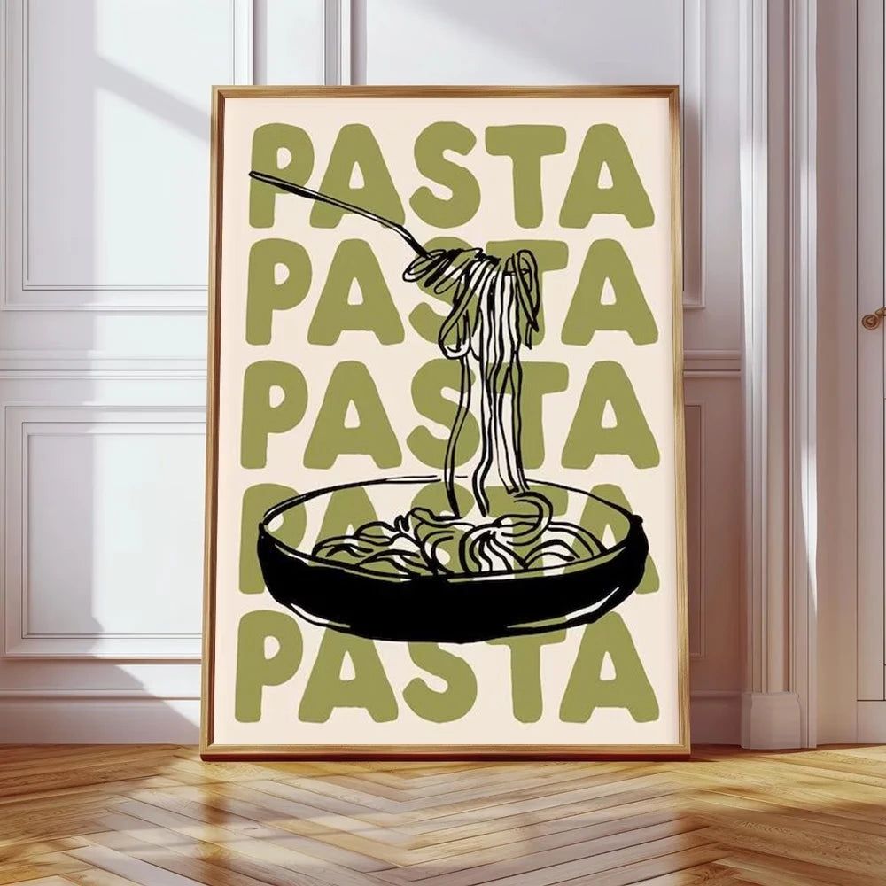 Retro Medieval Spaghetti Olive Green Canvas Wall Art Print