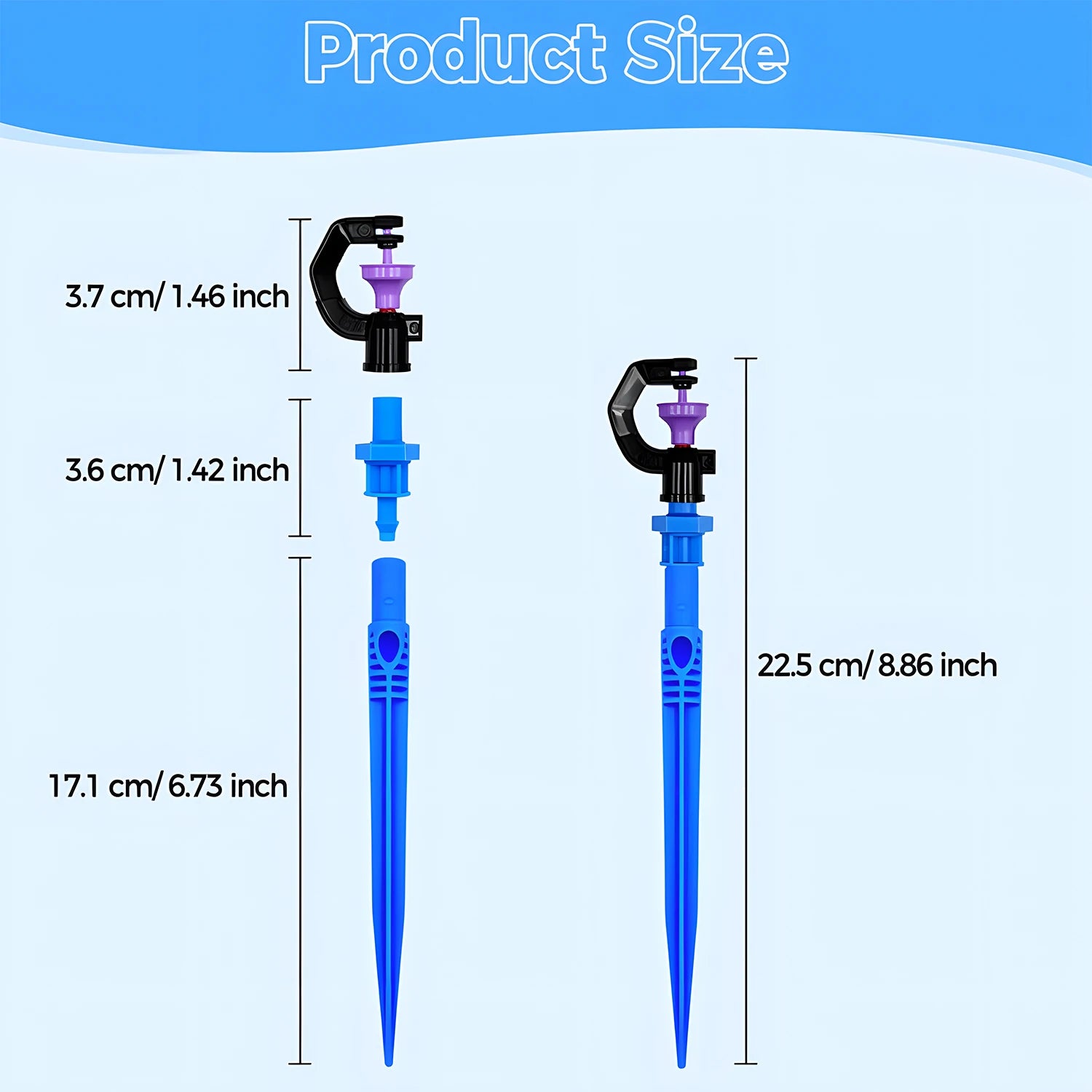 25m-8m Micro Drip Irrigation Kit Thread - Automatic Watering System with 4/6 Split to 8/12 Connector Rotary Scattering Nozzle Peaceful Pleasures Health and Wellness