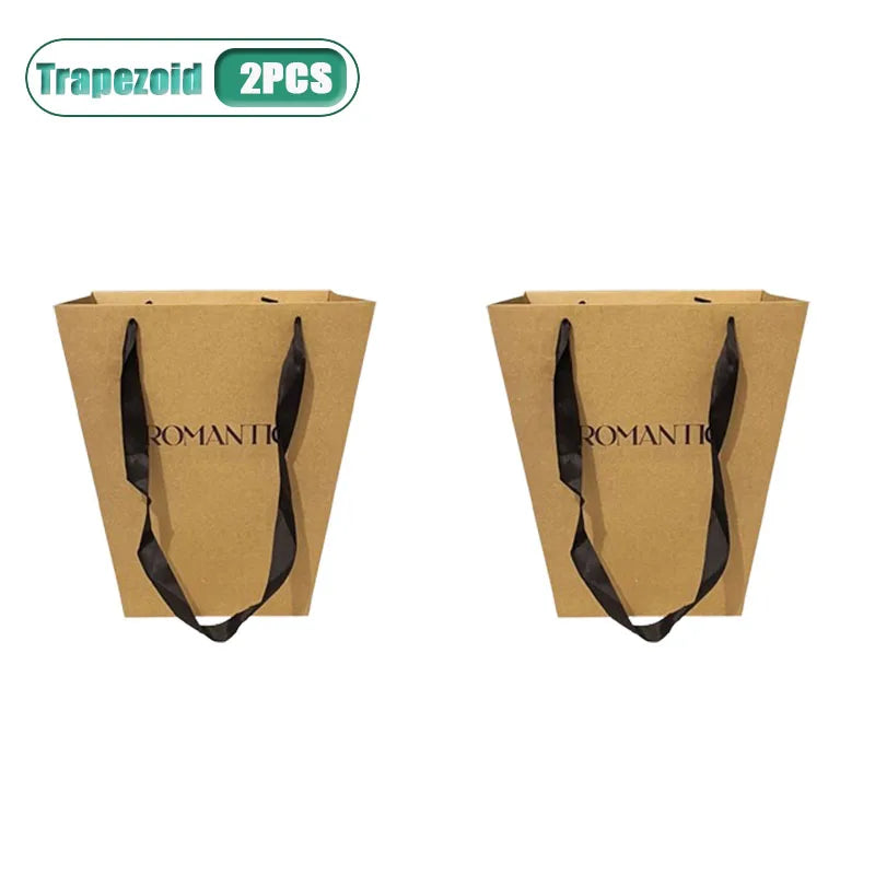 Kraft Paper Tote Bags with Satin Handle | Gift & Wedding Bags