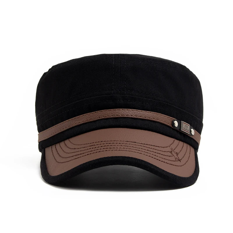 Flat Hat Women Fashion PU Leather Brim Men Baseball Cap Soft Cotton Cloth Casual Visor Trucker Hat Autumn Summer Adjustable Peaceful Pleasures Health and Wellness