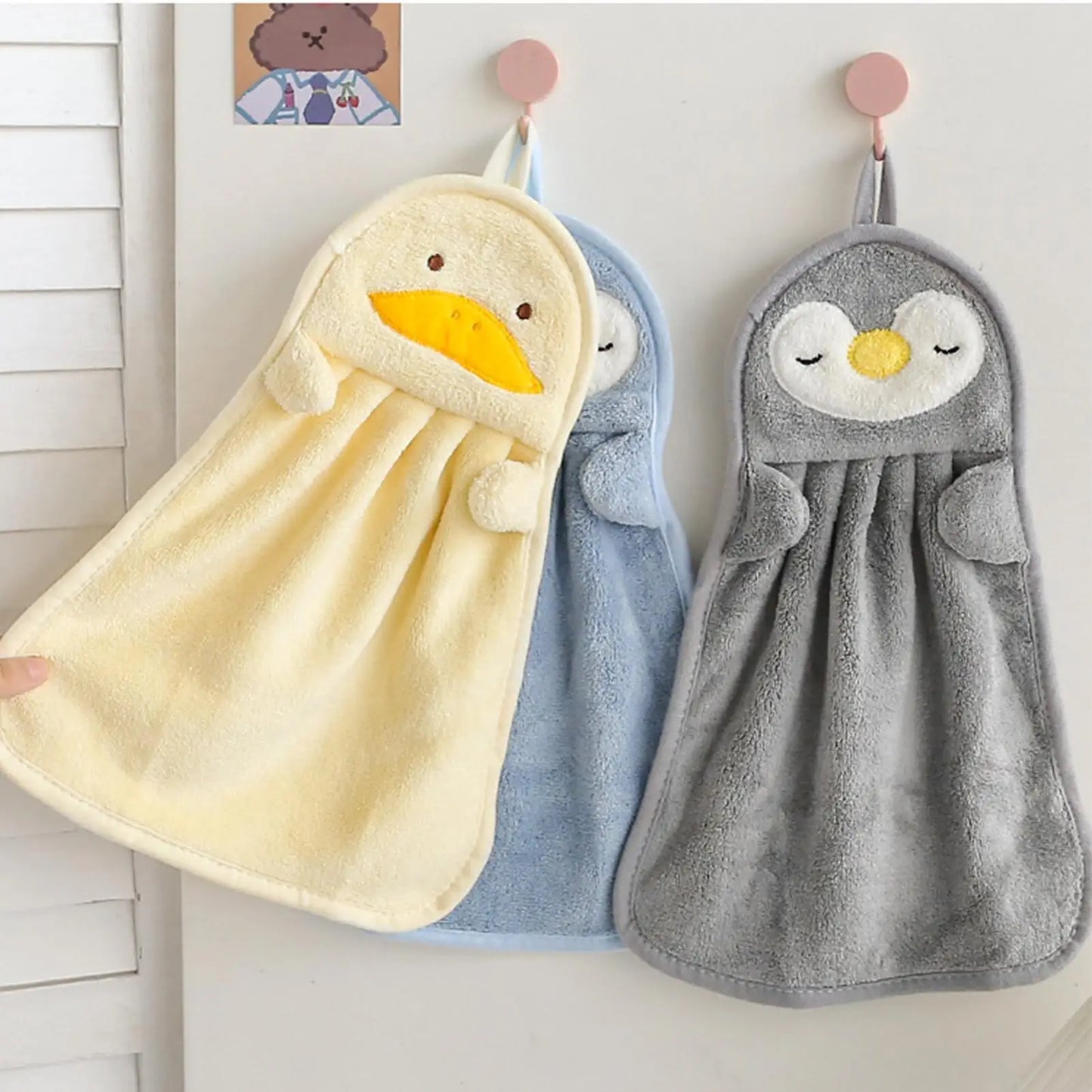 Cute Animal Hand Towels – Absorbent Kitchen & Bathroom