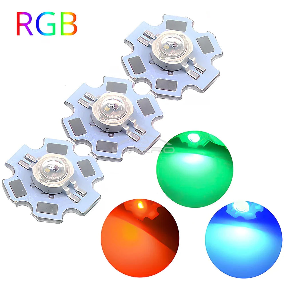 3W High Power LED Chips 45MIL Star Heatsink PCB – 10–100 Pack