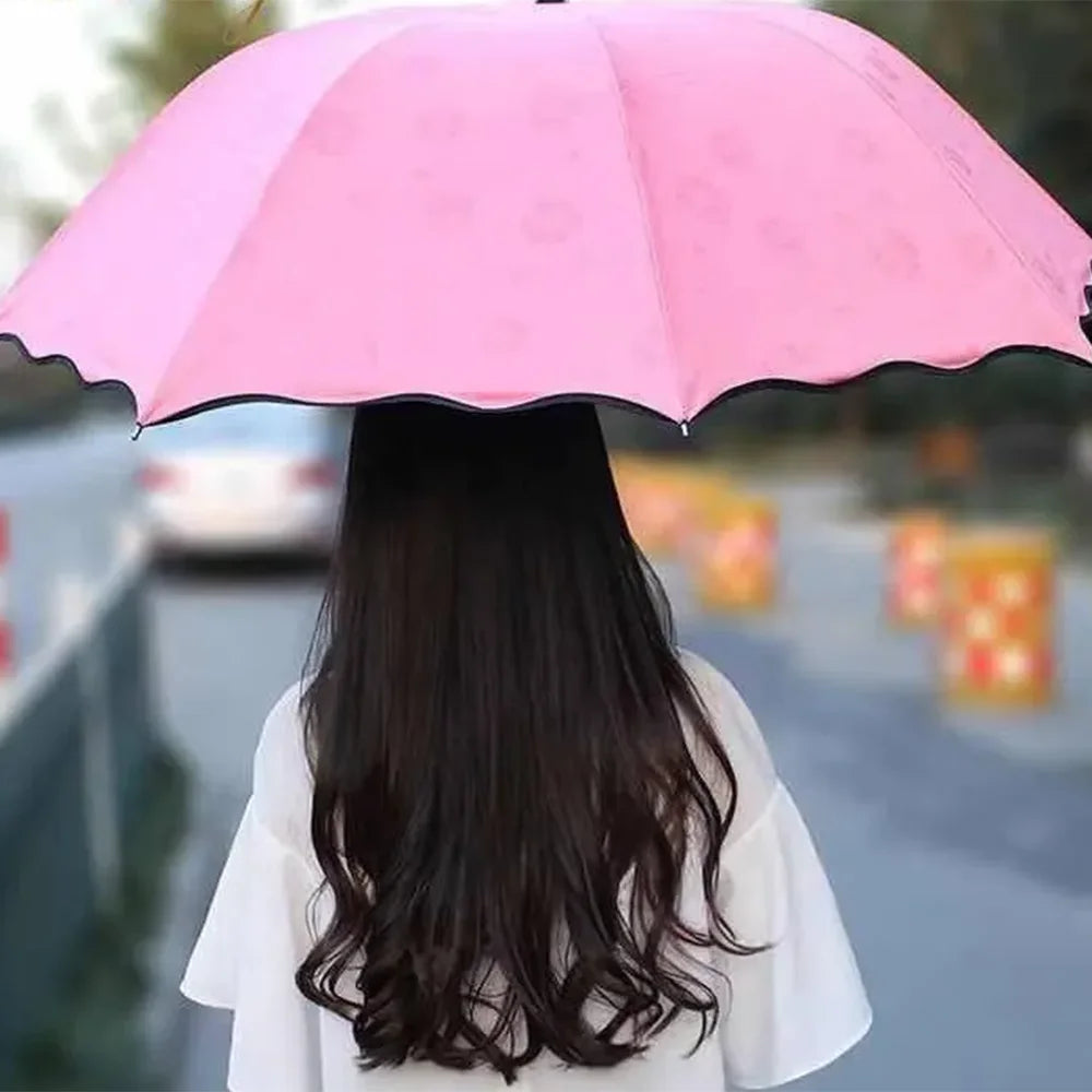 Magic Folding Umbrella – Windproof, UV Protection & Rain Pattern