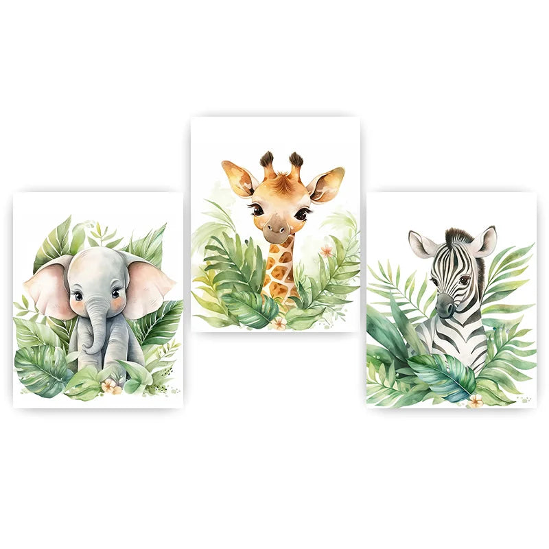 Safari Animal Canvas Wall Art | Nursery Giraffe Elephant Zebra Print Nursery Canvas Print Peaceful Pleasures Health and Wellness 01 40x50cm No Frame China Mainland
