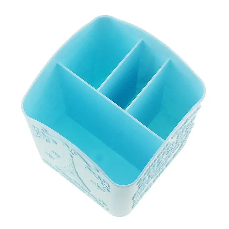 Portable Empty Plastic 4 Compartments Makeup Brush Holder, Nail Box Storage, Nail Pen Container, Random color Peaceful Pleasures Health and Wellness Blue