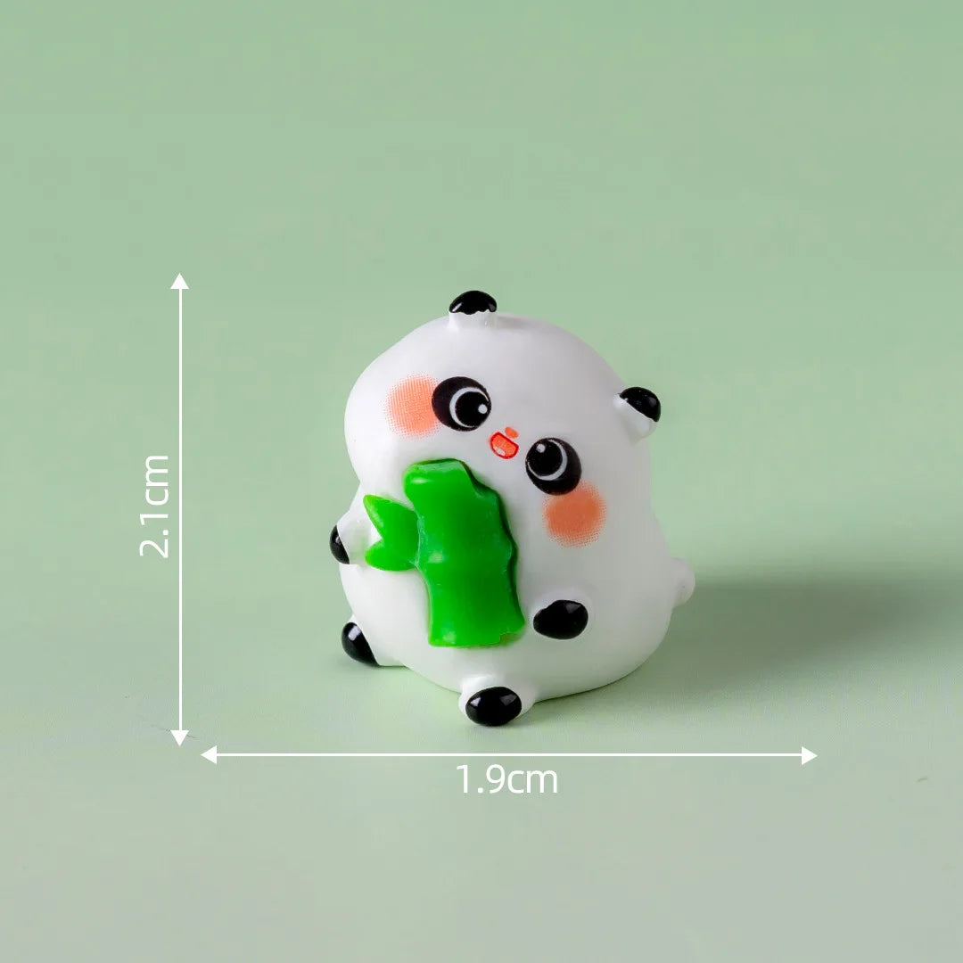 1Pcs Panda Resin Figurine Animal Model DIY Home Decor Miniature Fairy Garden Decoration Accessories Modern Desk Decoration Peaceful Pleasures Health and Wellness 7(not glow)