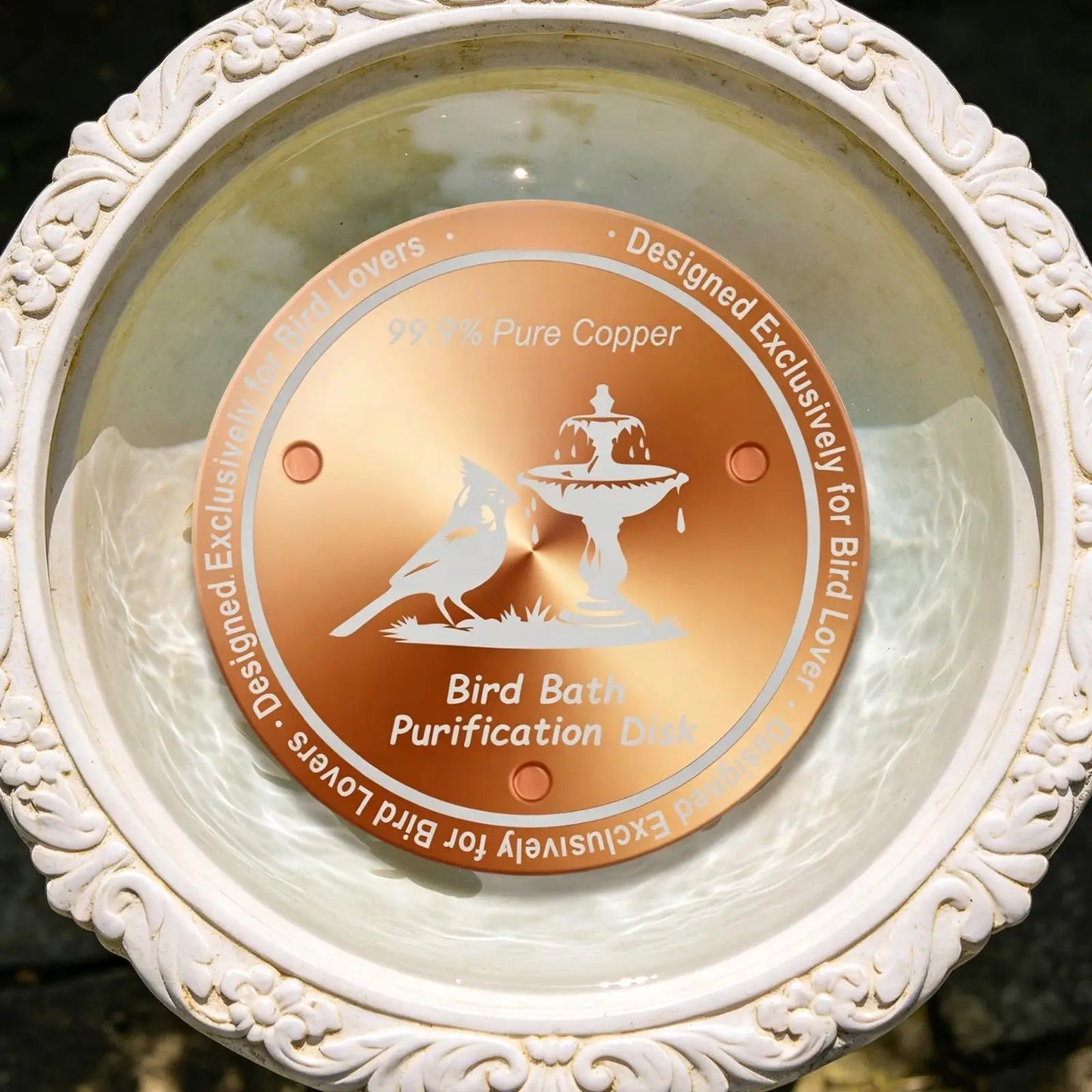 Copper Bird Bath Purification Disk – Natural Algae Cleaner