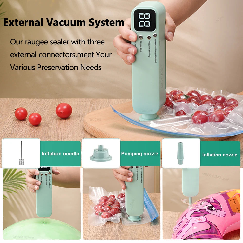 Food Vacuum Sealer USB Rechargeable Package Plastic Bag Mini Heat Sealer Portable Wireless Automatic Food Vacuum Sealing Machine Peaceful Pleasures Health and Wellness