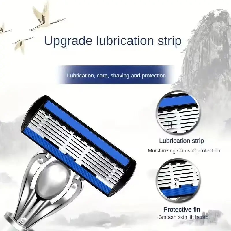 Manual Safety Razor – 1 Handle + 18 Blades | 6-Layer Steel