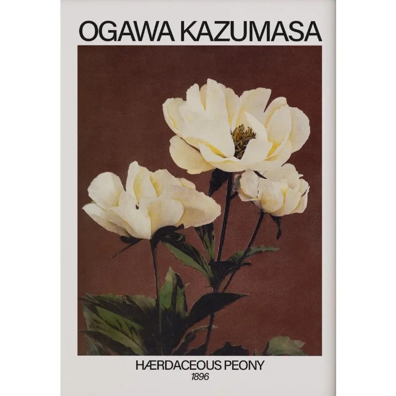 Retro Japanese Floral Illustration Poster Nature Botanical Flower Dahlia Sakura Azalea Canvas Painting Wall Art Room Home Dec Peaceful Pleasures Health and Wellness 17 20x30cm Unframed