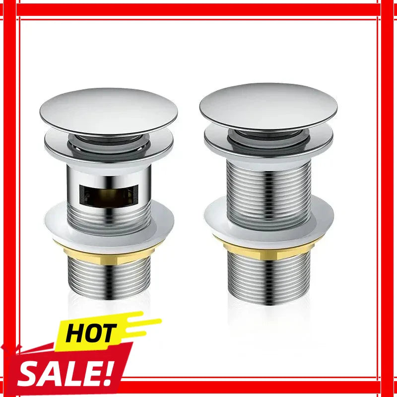 Copper Spring Push-Open Bathroom Sink Basin Drain – Chrome
