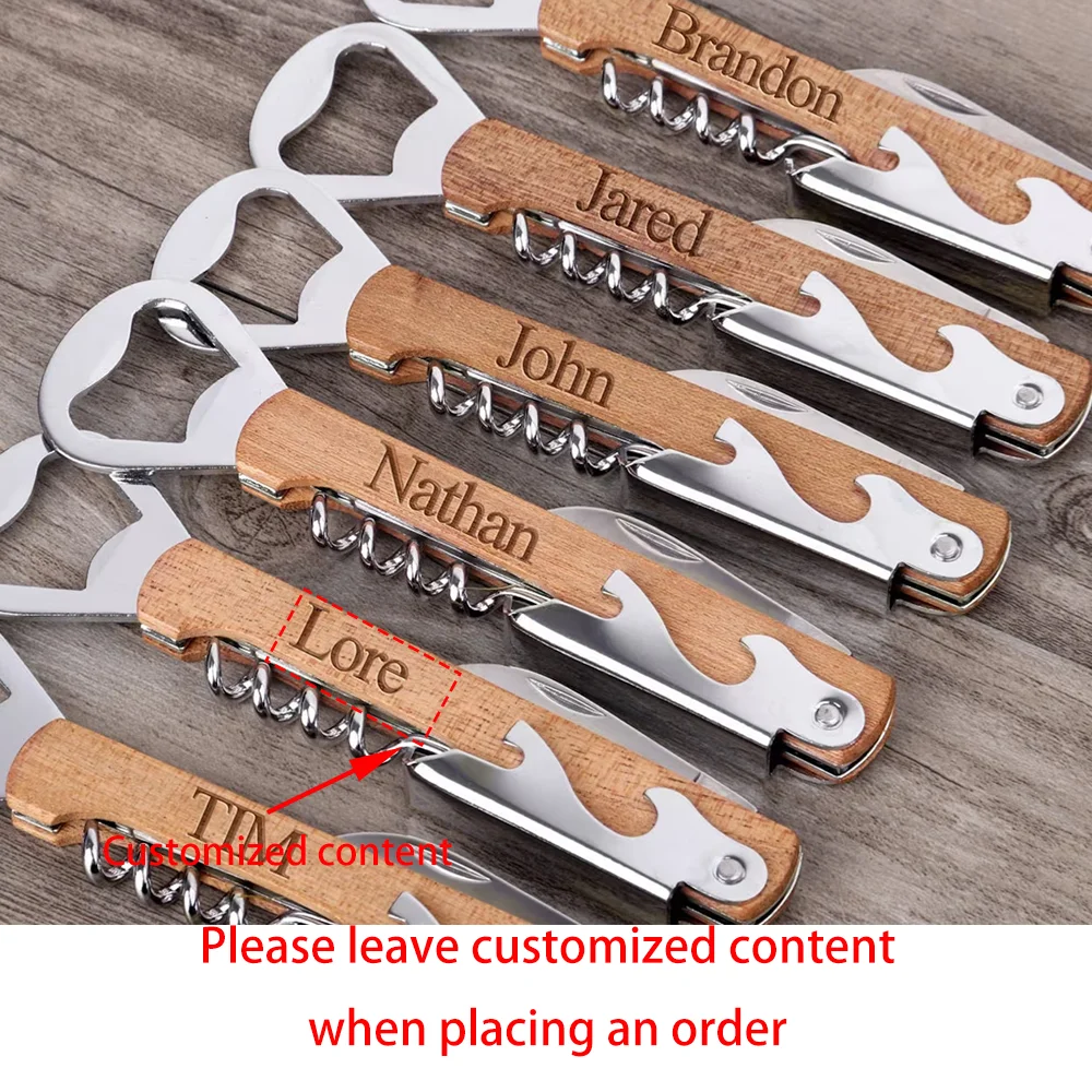 Custom Wood Corkscrew Bottle Opener – Wedding & Groomsmen Gift Personalized Bottle Opener Peaceful Pleasures Health and Wellness Custom Corkscrew 1PCS 13.5x3.9cm
