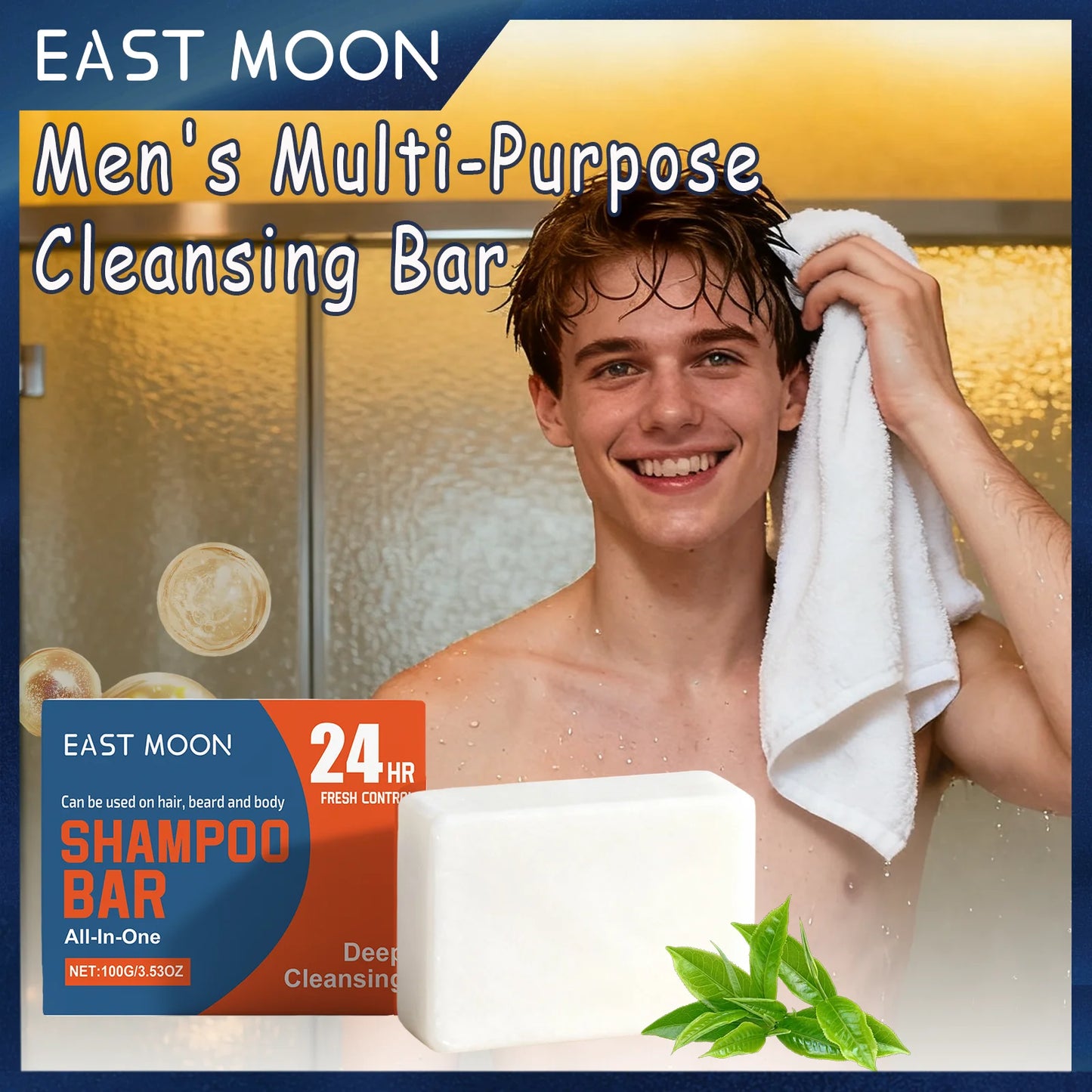 East Moon Men's 3-in-1 Cleansing Bar – Hair, Beard & Body