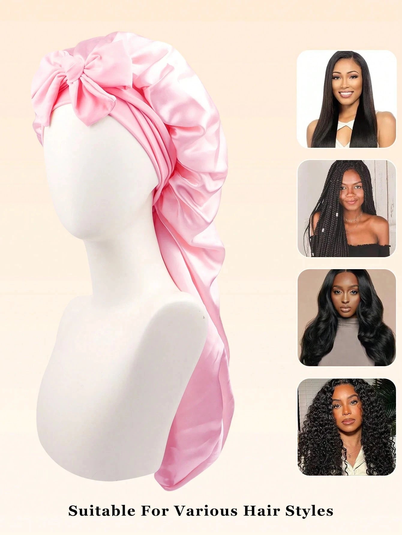 Satin Silk Sleep Bonnet for Women – Curly & Braided Hair Cap