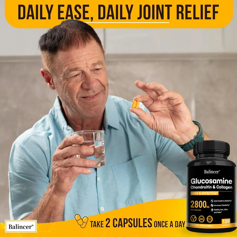 Glucosamine Chondroitin MSM Capsules, Joint Support Supplement, Support Cartilage Flexibility Bone Strength & Hair Skin Nail Peaceful Pleasures Health and Wellness