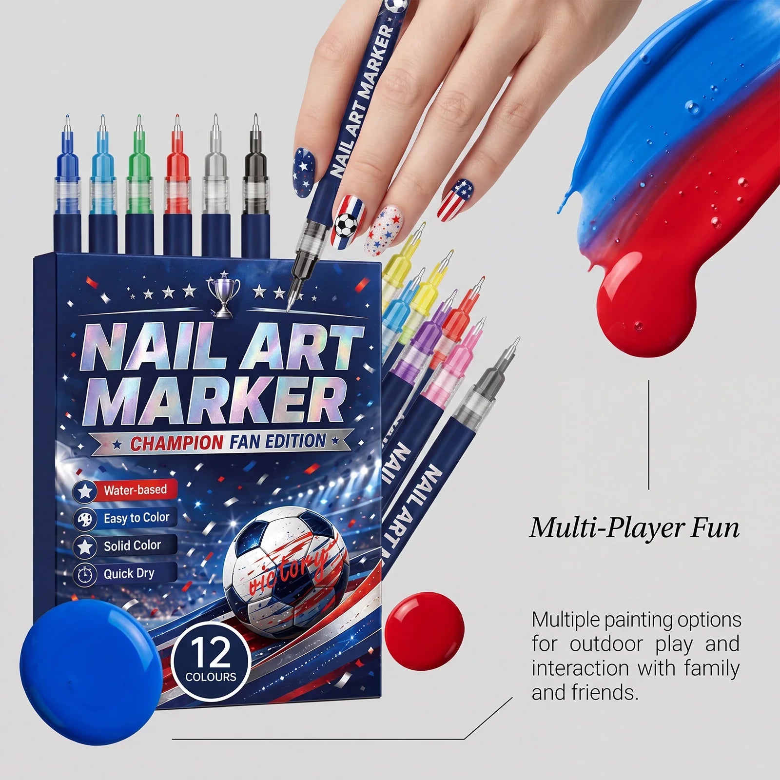 12-Piece Waterproof Nail Art Pens – Fine Tip DIY Design Markers Nail Art Pens Oasis Select
