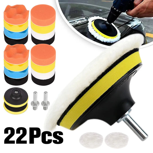22Pcs 3 Inch Foam Pad Buffer Kit Reusable Car Polisher Pads Kit Buffing Waxing Clean Polish for Auto Motorcycle Remove Scratches Peaceful Pleasures Health and Wellness Default Title