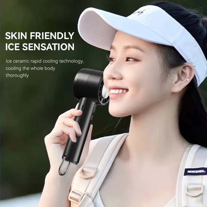 Handheld Mini Ice Fan Refrigeration Air Conditioner Rechargeable With LED Display 5 Speed Super Cool Turbo Fan For Travel Peaceful Pleasures Health and Wellness