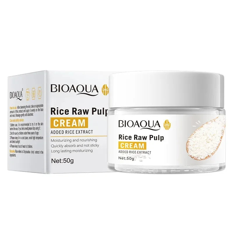 BIOAQUA White Rice Brightening Face Cream Moisturizing Essence Firming Eye Cream Skin Care Peaceful Pleasures Health and Wellness face cream-1pcs