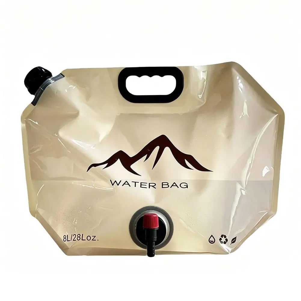 8L Water Bag Outdoor Large Capacity Water Storage BagThickened Foldable Camping Hiking Water Container with Tap Spigot Peaceful Pleasures Health and Wellness Khaki