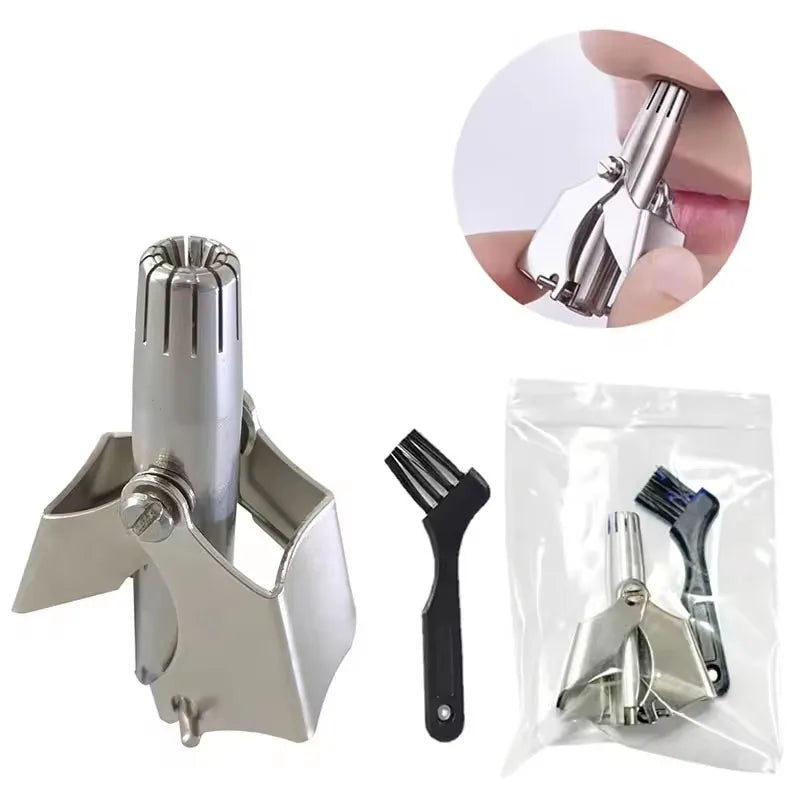 Nose Hair Trimmer Cleaner For Men Women Stainless Steel Manual Mechanical Shaving Razor Washable Hair Removal Tools With Brush Peaceful Pleasures Health and Wellness