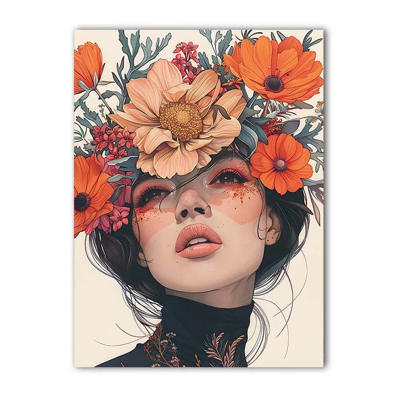 Nordic Canvas Wall Art – Woman & Flowers Vintage Poster Print Canvas Wall Art Peaceful Pleasures Health and Wellness 03 40x60cm No Frame China Mainland