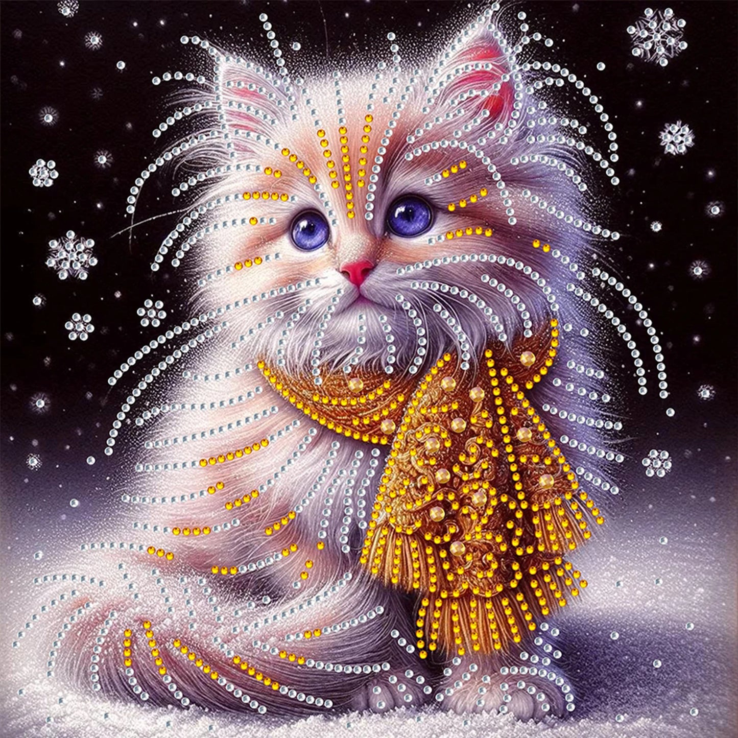 Cat Special Shaped DIY Partial Drill Diamond Painting Kits for Adults Beginners Home Decor Diamonds Dots Gem Art Kits 30x30cm Peaceful Pleasures Health and Wellness Snow Golden Cat