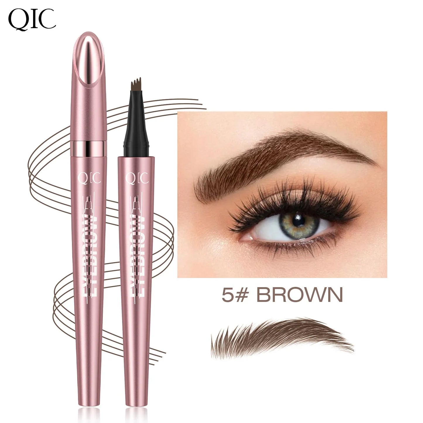 QIC 4-Fork Microblading Eyebrow Pencil – Waterproof, 6 Colors