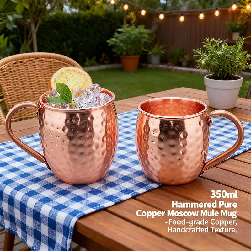100% Copper Moscow Mule Mug Durable Coppery Beer Mugs 12OZ Coffee Mug Milk Cup Pure Copper Bar Cup Drinkware Peaceful Pleasures Health and Wellness
