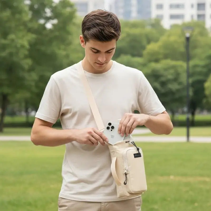 Water Bottle Sling Carrier Bag | Zipper Pocket for Hiking