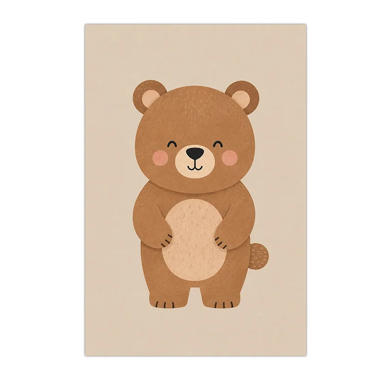 Nursery Animal Wall Art Cute Cartoon Safari Canvas Poster Prints For Baby Kids Bedroom Decor Peaceful Pleasures Health and Wellness 03 20x25cm No Frame China Mainland