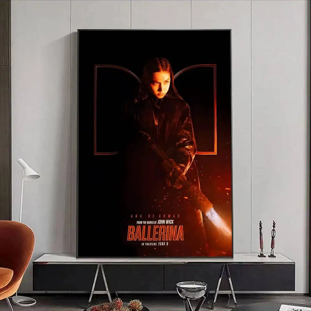 Movie J-John W-Wick B-Ballerina Poster HD art poster for home living room bar office decoration sticky waterproof Peaceful Pleasures Health and Wellness z15 15X20cmNoframe