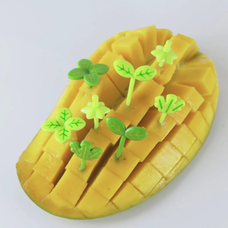 8-Piece Mini Leaf Fruit Forks | Bento Box Picks for Kids