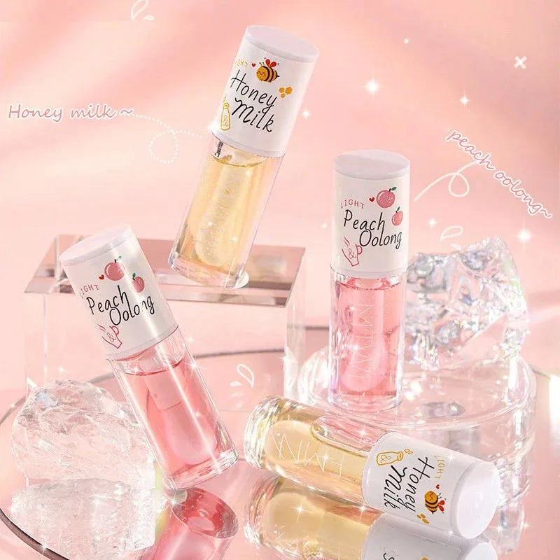 REAROYA White Peach Honey Lip Oil Gloss | Big Brush Head