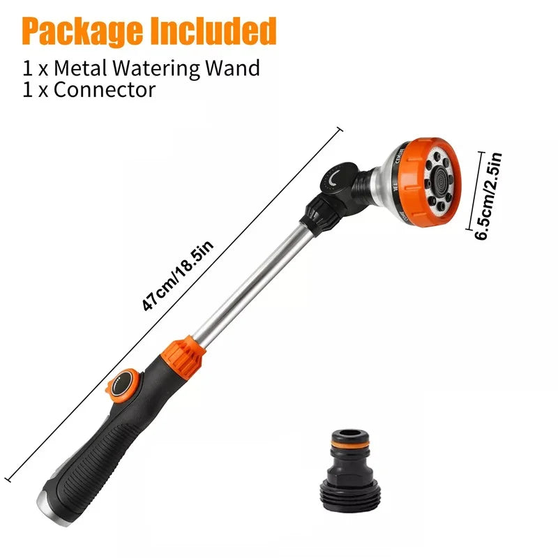 Garden Hose Wand Sprayer – 8 Patterns, 180° Swivel Head