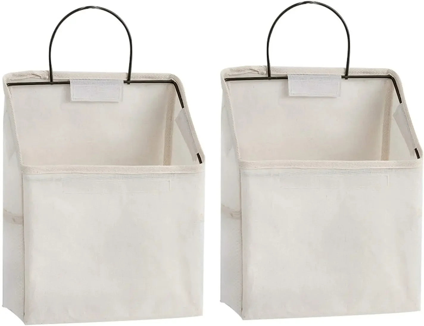 Cotton Linen Wall-Hanging Storage Basket, Organizer for Kitchen Bedroom Living Room in White Peaceful Pleasures Health and Wellness United States