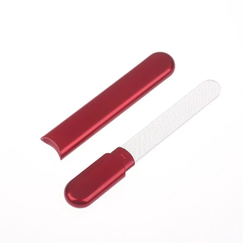 Glass Nail File With Case, Crystal Diamond Salon Best Beauty Nail Buffer For Natural And Acrylic Nail Peaceful Pleasures Health and Wellness Red