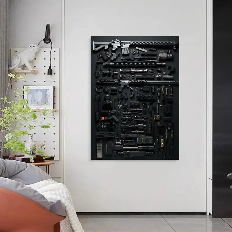 M4A1 Rifle Canvas Wall Art | Modern Weapon Poster Room Decor