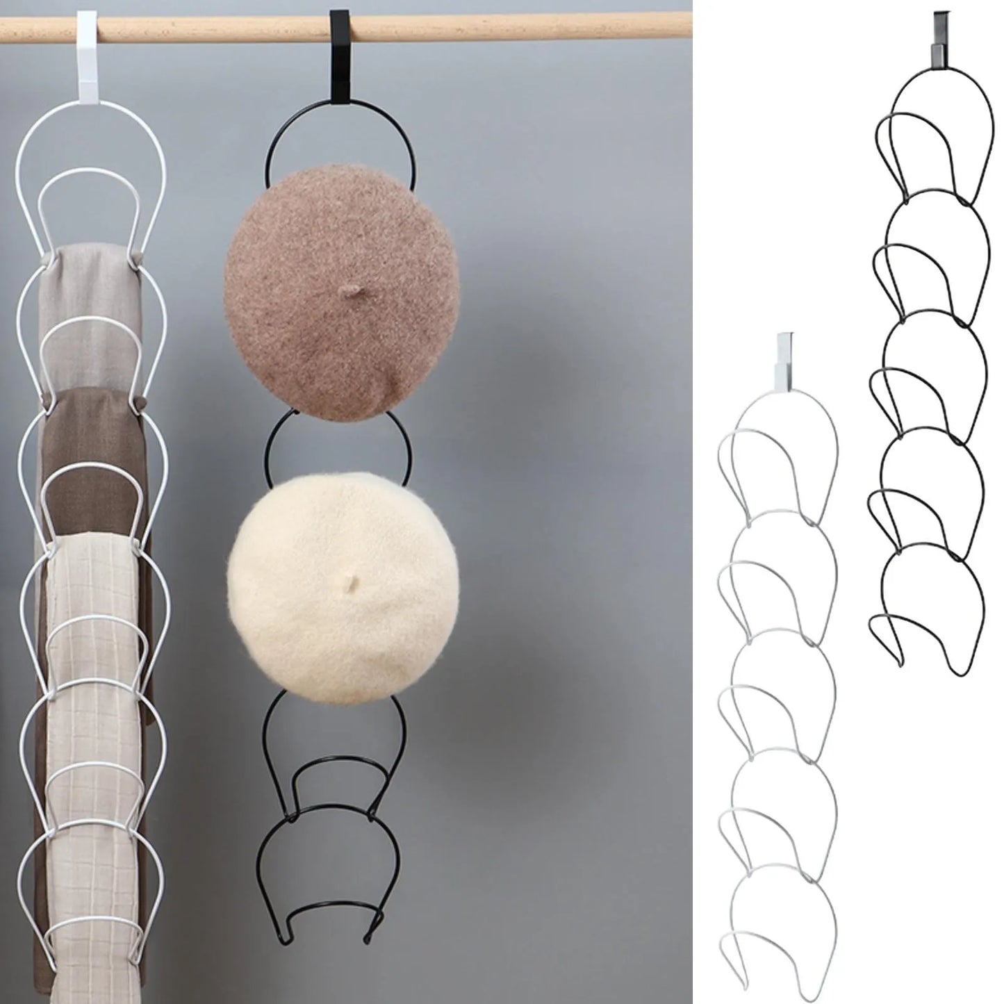 Over Door Hat Rack – 5 Hook Organizer for Hats & Bags