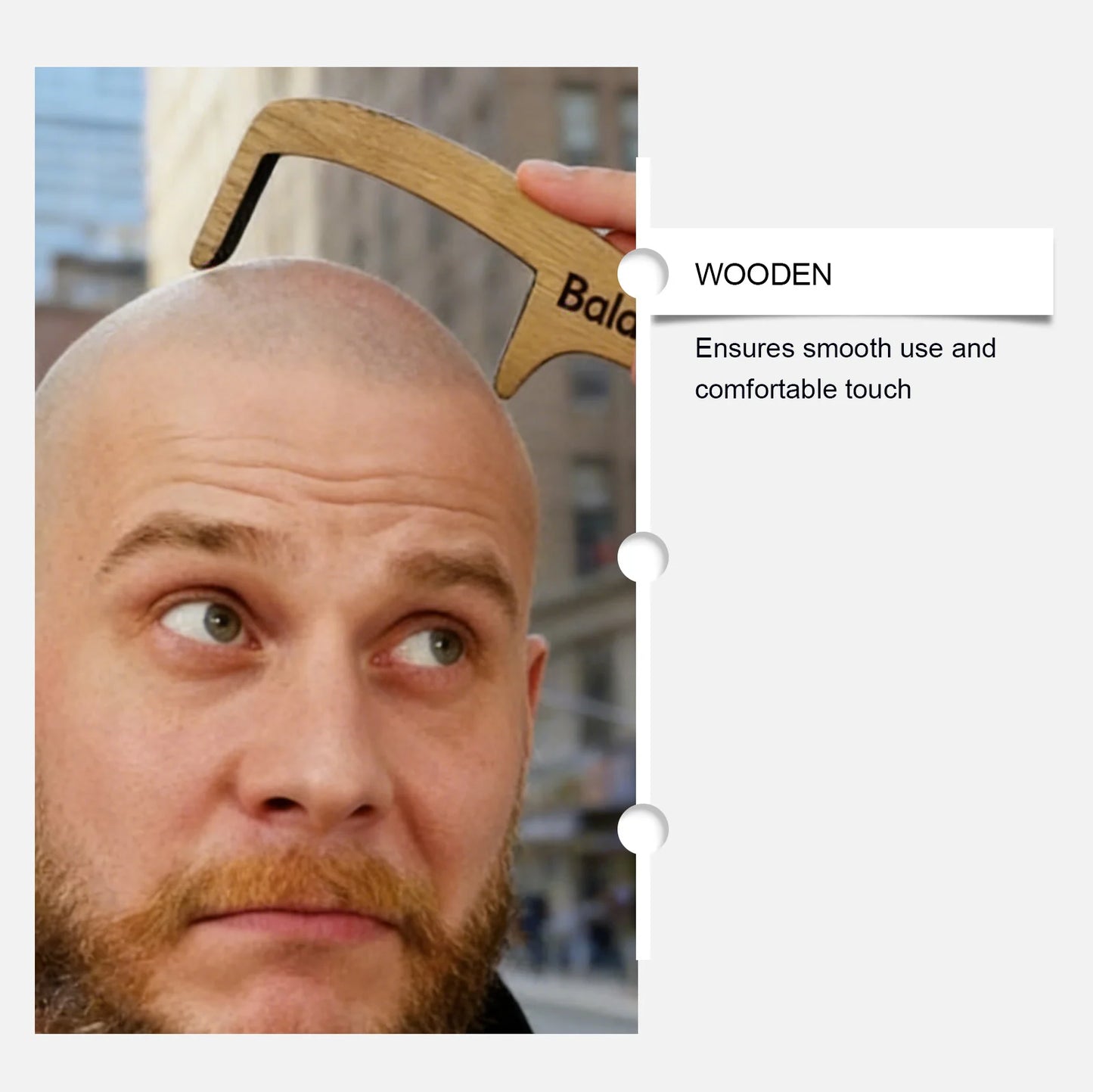 Bald Head Fun Comb – Funny Wooden Scalp Massager Gift for Men