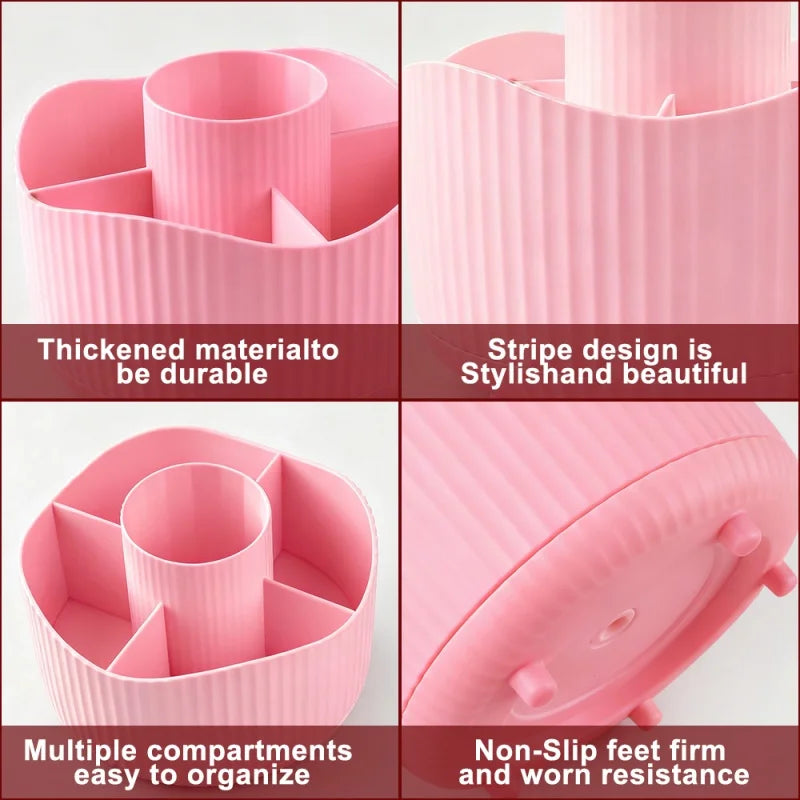 360° Rotating Makeup Organizer | Brush & Lipstick Holder