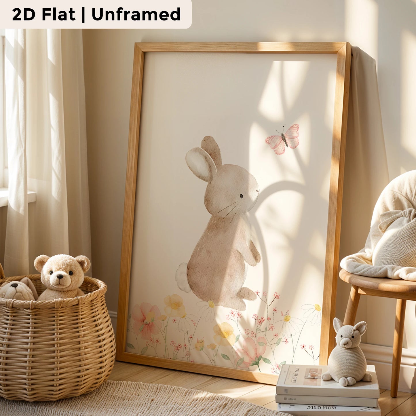3-Piece Cartoon Rabbit Butterfly Canvas Wall Art Print Set