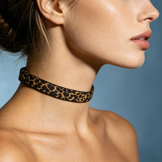 UYEE Leopard Print Choker Necklace Adjustable Velvet Collar Gothic Peaceful Pleasures Health and Wellness