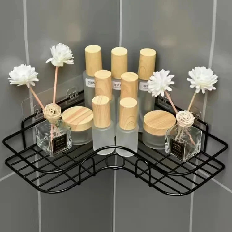 Wall Mounted Iron Corner Bathroom Shelf & Organizer Rack