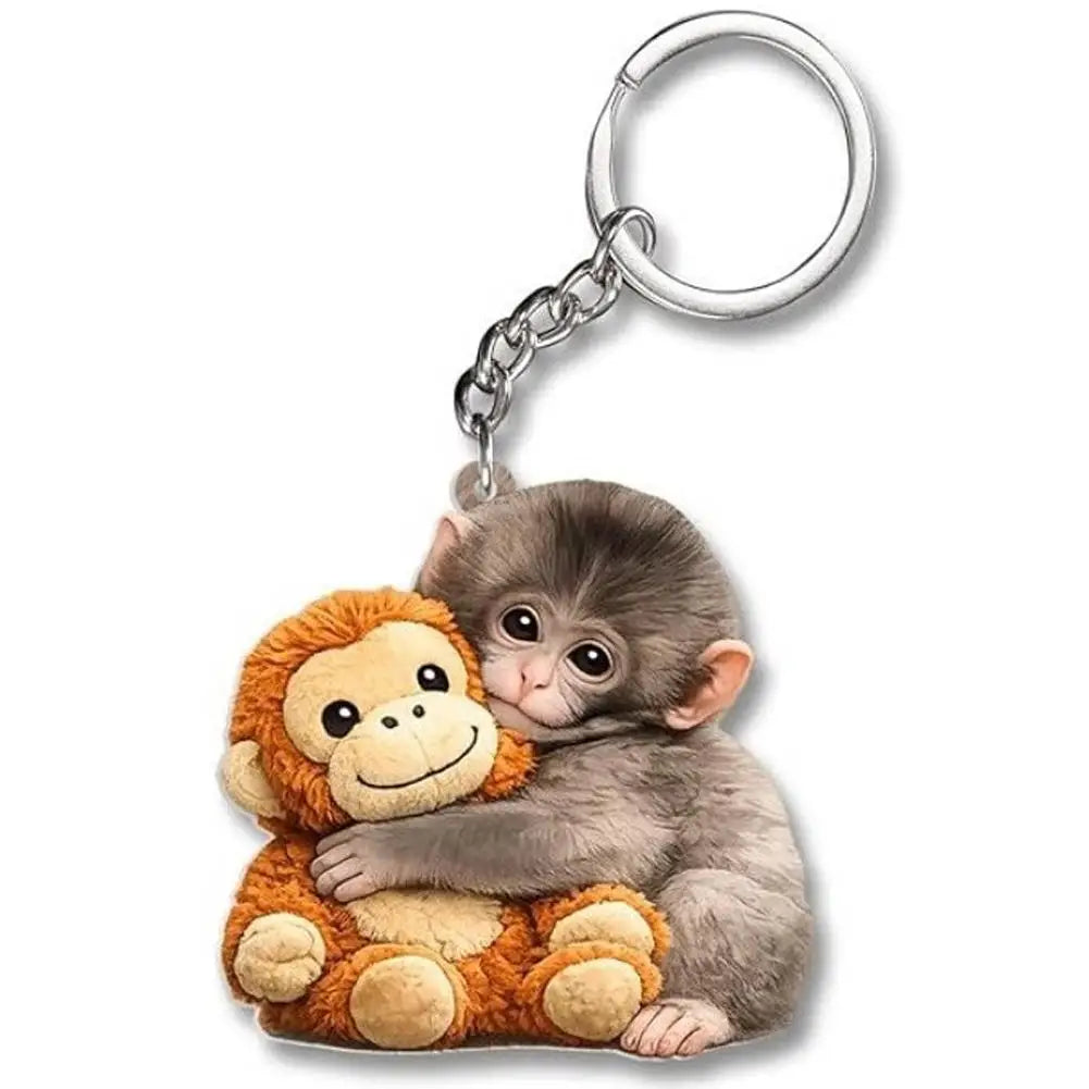 Lightweight Exquisite Funny Keychain Backpack Accessories Acrylic Monkey Doll Design Bag Pendant Translucent Cute Hanging Key Peaceful Pleasures Health and Wellness 1pcs
