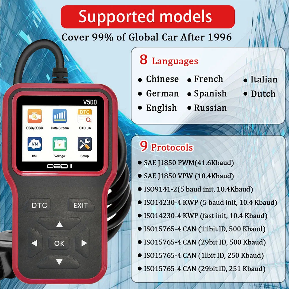 V500 OBD2 Scanner – Engine Code Reader & Battery Tester Peaceful Pleasures Health and Wellness