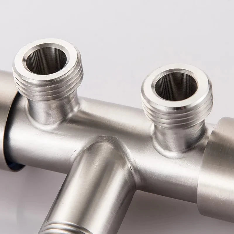 Stainless Steel 1-In 2-Out Angle Valve | Dual Outlet Water Tap