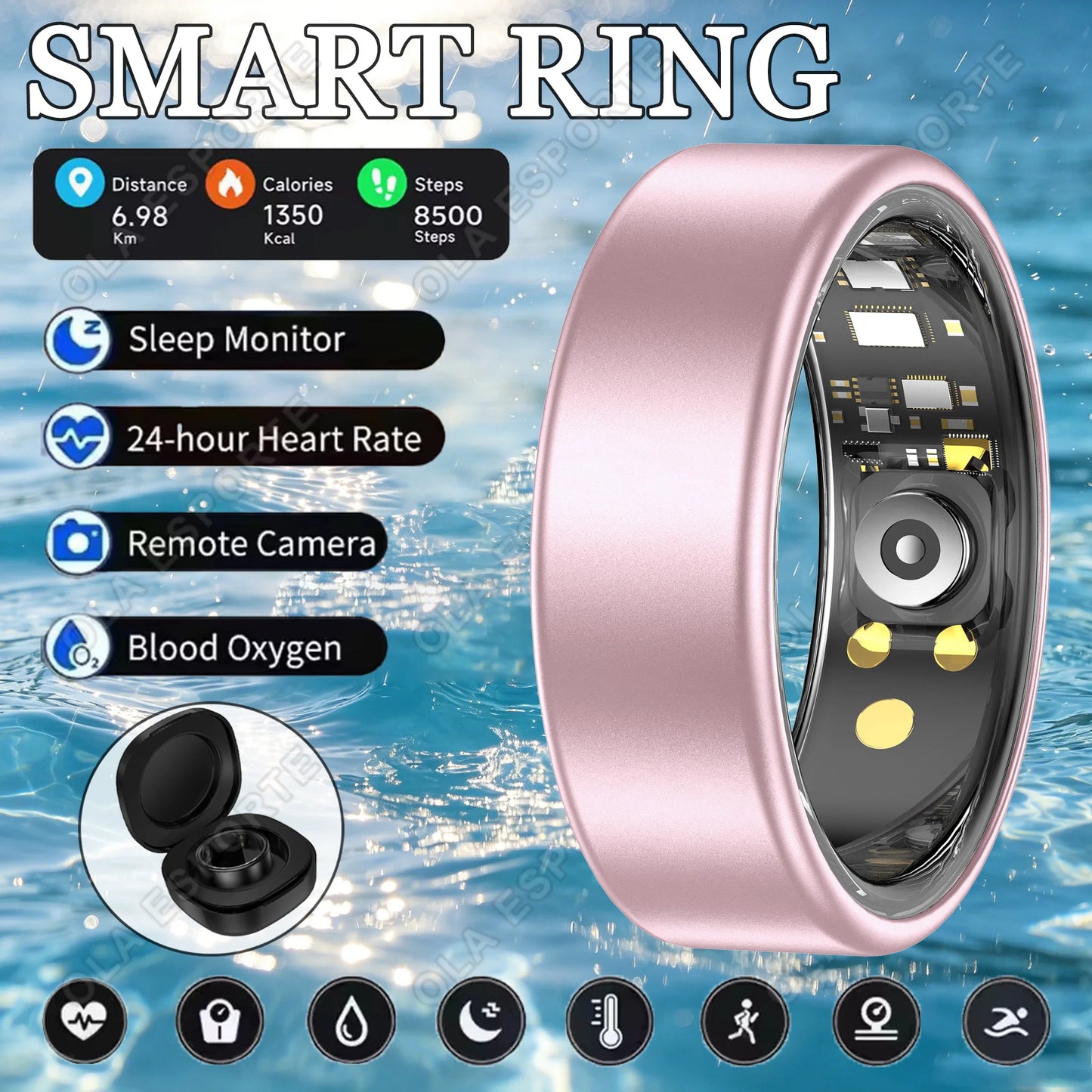 Smart Ring Blood Pressure Heart Rate Sleep Monitoring Smartring IP68 & 5ATM Waterproof Multi-sport Mode Smartring Man Women 2026 Peaceful Pleasures Health and Wellness