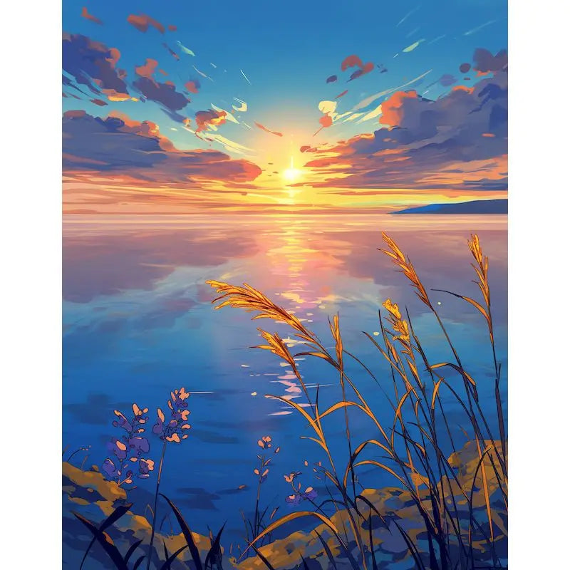 GATYZTORY Oil Painting By Numbers Frame Canvas Painting Sunset Seascape Number Painting Wall Decor Diy Gift Drawing By Number Peaceful Pleasures Health and Wellness 111-5 40x60cm Unframed